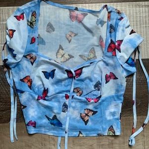 Shein Crop Butterfly Top